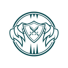 vector art illustration twin sword inside the winged shield , perfect for t shirt, hoodie, clothing line, jumpsuit, streetwear, wallpaper, background