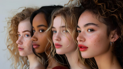 Obraz premium Group of Women with Distinctive Styles, To showcase diversity, individuality, and beauty in a striking and visually interesting way, suitable for