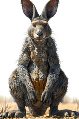 Obraz premium Hyper-Realistic Kangaroo Portrait in Sand, To provide a high-quality and visually striking image of a kangaroo for use in a variety of contexts, from