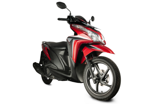 a red scooter type motorbike.