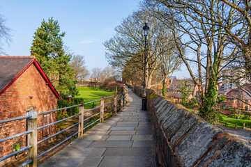 Chester City Walls, ancient defensive walls surrunding the old town of Chesteer, Cheshire, England, UK - 753338334