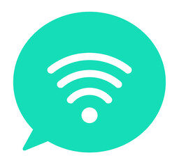 シンプルな緑色のWi-Fiマークと吹き出し	
