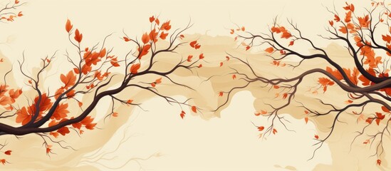 Autumn tree branch design for textiles and modern interiors