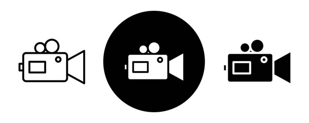 Video camera outline icon collection or set. Video camera Thin vector line art