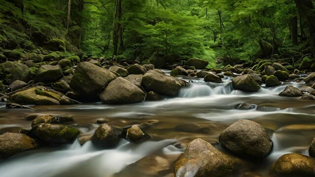 Enchanting Forest Waterfall and Serene Stream Image