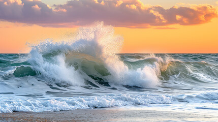 waves crashing on rocks