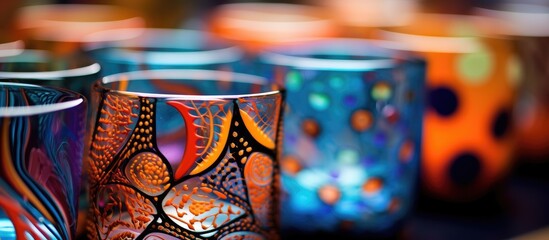 Fototapeta na wymiar Glass with a colorful pattern