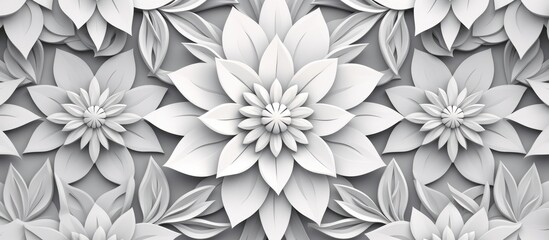 Floral geometric design with seamless white and gray pattern
