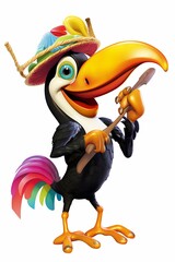 Toucan hosting a talk show isolated background