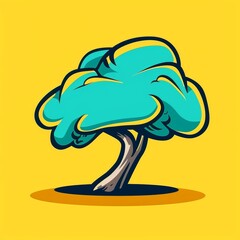 Fototapeta premium Colorful cartoon pop-art style tree with minimal details