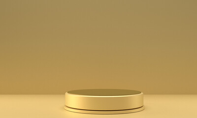 Golden podium circle round background wallpaper empty blank stage stand showcase modern luxury pedestal template product light presentation display shiny platform realistic premium banner showroom 
