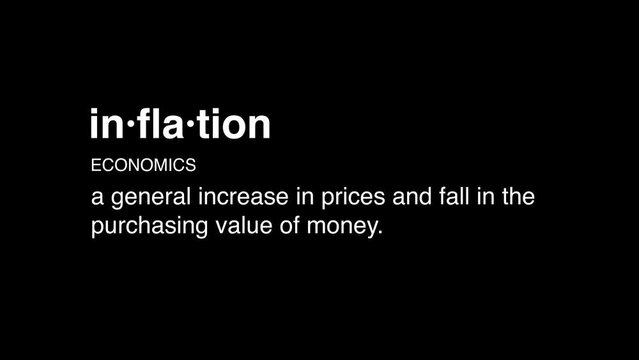 2 inflation definition animation on black background