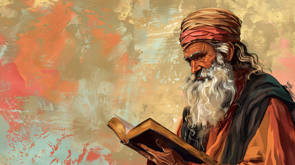 Illustration of an ancient scholar man