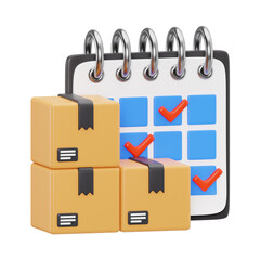 3d delivery date, 3d render icon illustration, transparent background, logistic and delivery