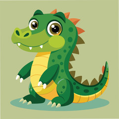 beautiful cartoon crocodile vector