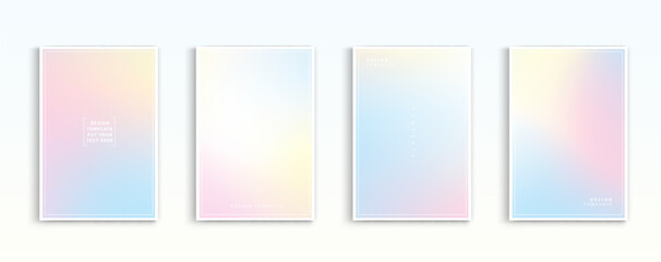 Pastel gradient backgrounds vector set. soft tender yellow, pink, white and blue colours abstract background for app, web design, webpages, banners, greeting cards. Vector design illustration.