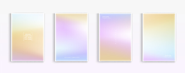 Pastel gradient backgrounds vector set. soft tender yellow, pink, white and blue colours abstract background for app, web design, webpages, banners, greeting cards. Vector design illustration.