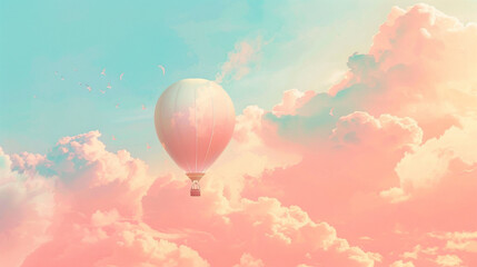 illustration of a hot air balloon - obrazy, fototapety, plakaty