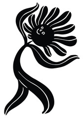 Smiling flower. Stylish abstract flower poster. Simple design, Matisse style, hand drawn.