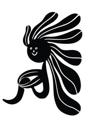 Smiling flower. Stylish abstract flower poster. Simple design, Matisse style, hand drawn.