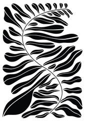 Stylish abstract flower poster Trendy Matisse-style minimalist, hand-drawn design.