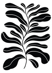 Stylish abstract flower poster Trendy Matisse-style minimalist, hand-drawn design.