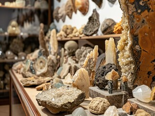 Varied Collection of Minerals and Gemstones in Display