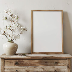 Empty Picture Frame against white wall - 753347594