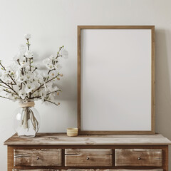 Empty Picture Frame against white wall - 753347741