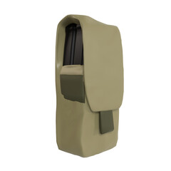 A mag pouch with a green strap