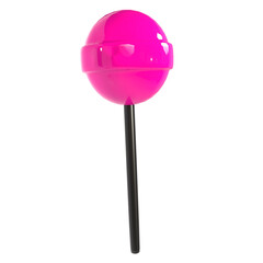 A pink lollipop with a black stick