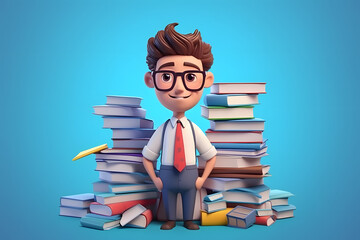 3d rendering of office worker elements