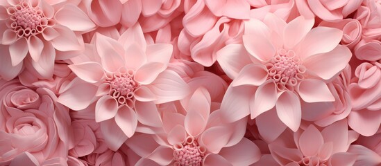 Virtual flowers and petals in pink hues for interior design and textile industry