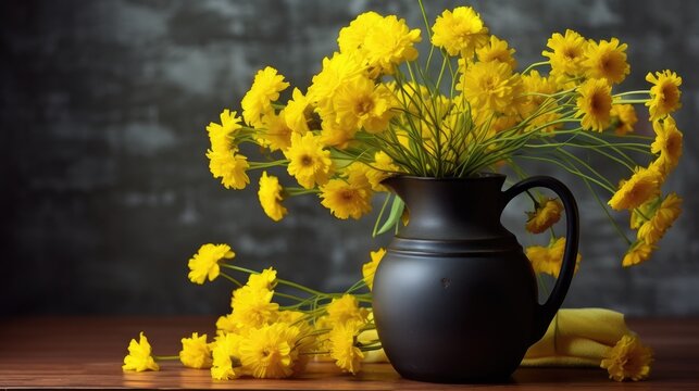 Photo Still life with yellow spring flowers