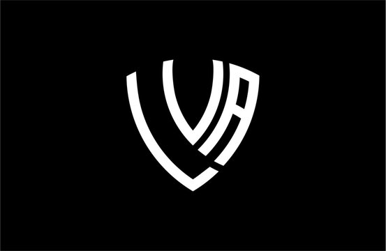 LVA creative letter shield logo design vector icon illustration