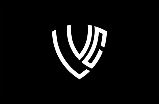 LVC creative letter shield logo design vector icon illustration