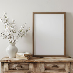 Empty Picture Frame against white wall - 753349708