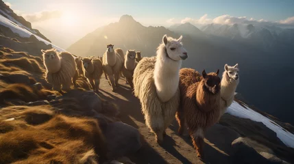 Tuinposter llama in the mountains © qaiser