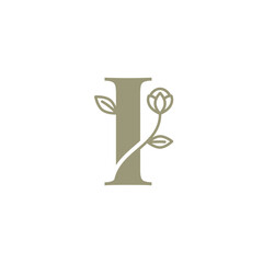 Botanical Alphabet, Floral Letter I Logo