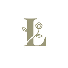 Botanical Alphabet, Floral Letter L Logo