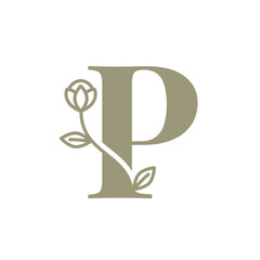 Botanical Alphabet, Floral Letter P Logo