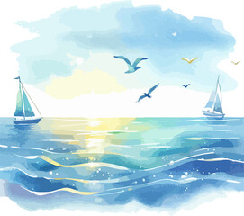 Naklejka premium Artificial intelligence generation of sea illustrations. 
