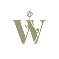 Botanical Alphabet, Floral Letter W Logo
