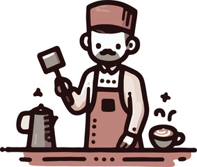 Barista illustration created by artificial intelligence.