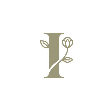 Botanical Alphabet, Floral Letter I Logo