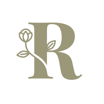 Botanical Alphabet, Floral Letter R Logo
