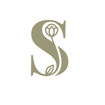 Botanical Alphabet, Floral Letter S Logo