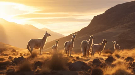 Abwaschbare Fototapete Lama llama in the mountains