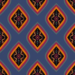 Ikat Flower Pattern Ethnic Geometric native tribal boho motif aztec textile fabric carpet mandalas African