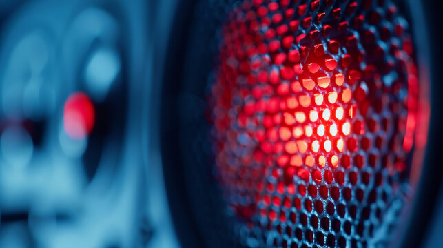 A closeup of the radios speaker ensuring that alerts can be heard loud and clear.